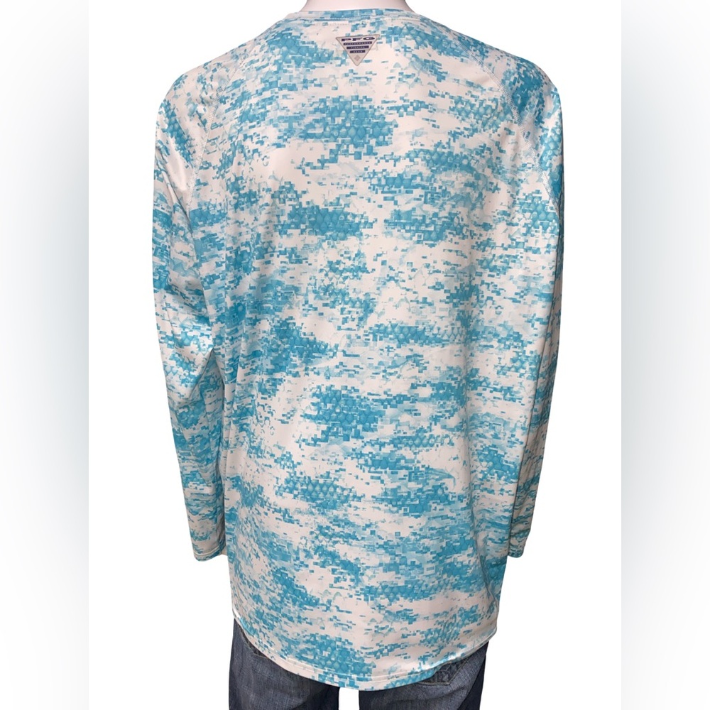 Columbia PFG Performance Fishing Shirt Men’s XXL Blue Camo Long Sleeve - Picture 3 of 6